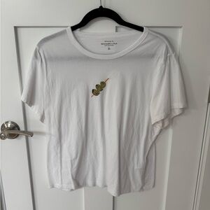 Abercrombie & Fitch White Tee with Olive Graphic